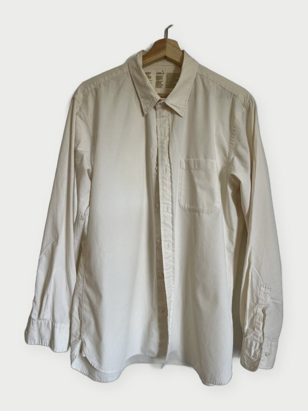 Muji Ecru Cotton Shirt Button Up Men's L